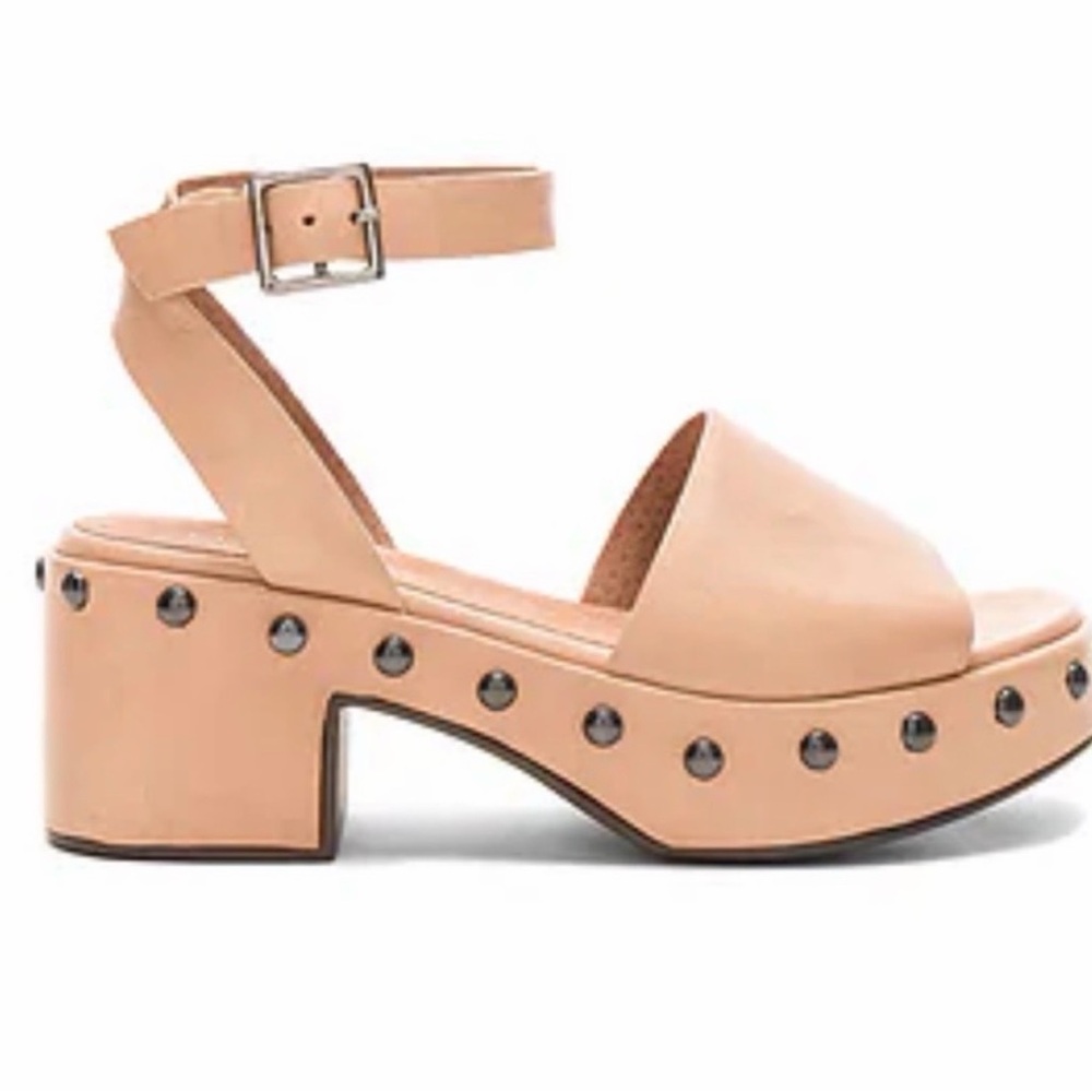 Seychelles Nude Studded Platform Sandal with Ankle Strap